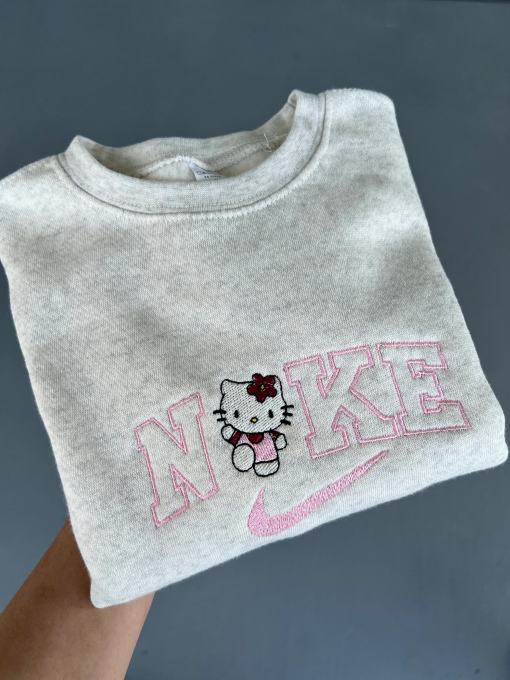 Hello Kitty Embroidered Sweatshirt | Cute Cat Embroidered Crewneck | Best Friend Gift | Embroidery