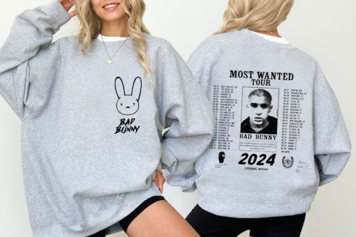 Bad Bunny Most Wanted Tour 2024 Sweatshirt, Bad Bunny Concert Sweatshirt, Bad Bunny Merch, Most Wanted Tour Sweatshirt, Bunny Fan Sweater