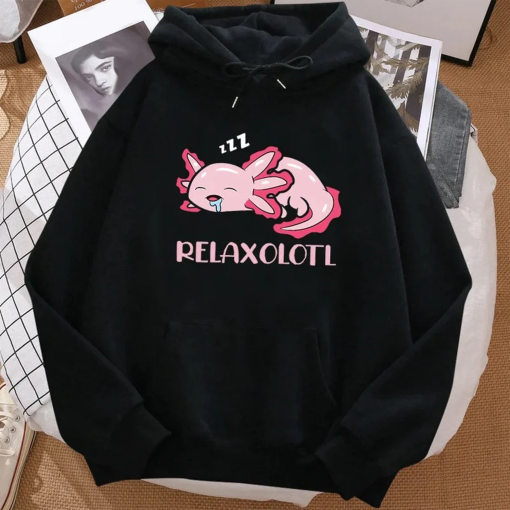 Axolotl Boba Milk Tea Hoodies Men Women Hoodie Cotton Kawaii Pullover Sweatshirt Vintage Cartoon Hoodie Harajuku Winter Clothes