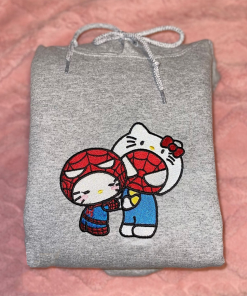 Hello Kitty And Spiderman Embroidered Sweatshirt