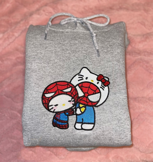 Hello Kitty And Spiderman Embroidered Sweatshirt