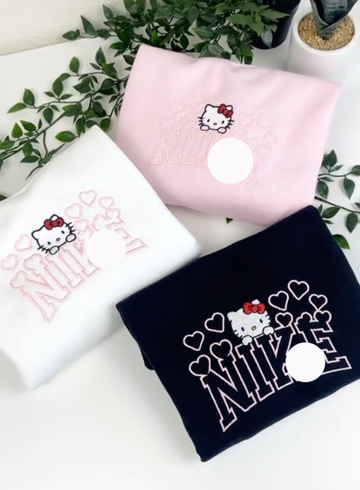 Hello Kitty Embroidered Sweatshirt | Cute Cat Embroidered Crewneck | Best Friend Gift | Embroidery