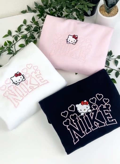 Hello Kitty Embroidered Sweatshirt | Cute Cat Embroidered Crewneck | Best Friend Gift | Embroidery