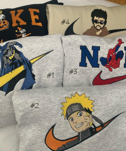 vintage anime and marvel embroidered sweatshirt