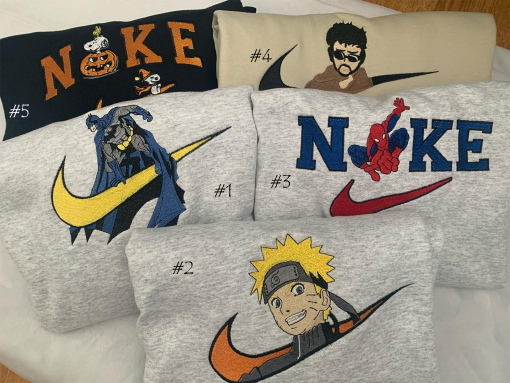 vintage anime and marvel embroidered sweatshirt