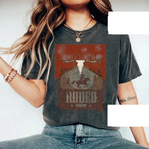 Western American Rodeo Shirt, Vintage Inspired Tee Shirt, Western Graphic Tee, Retro Tee Shirt, Comfort Colors®, Garment Dyed, Boho, Vintage