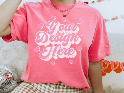 Valentines Day Mockup | Comfort Colors C1717 Peony Mockup | Valentines Day Shirt Mockup | Valentines Mockup | Oversized Shirt Mockup