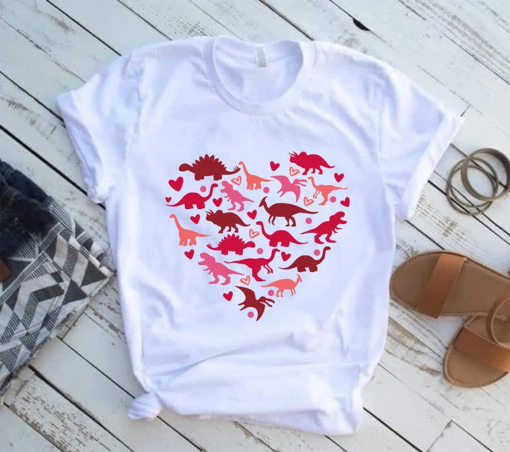 Colored Dinosaur Heart SVG, Valentine Dinosaur SVG, Dinosaur SVG, Valentine’s Day Shirts svg, Valentine Gift, Kid’s Shirt, Cut File Cricut