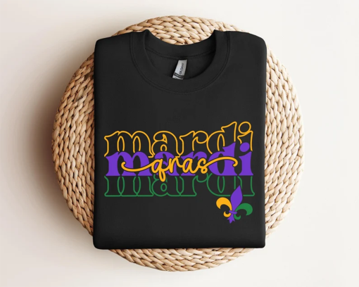 Retro Mardi Gras Sweatshirt, Mardi Gras Carnival Shirt, Women Mardi Gras Costume, New Orleans Cruise Shirt, Fleur De Lis Tee, Fat Tuesday