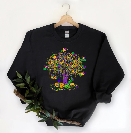 Mardi Gras Tree Sweatshirt, Saints Sweatshirt, Fat Tuesday Hoodie, Saints New Orleans, Mardi Gras Day Gift, Watercolor Mardi Gras Bead Tree