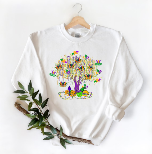 Mardi Gras Tree Sweatshirt, Saints Sweatshirt, Fat Tuesday Hoodie, Saints New Orleans, Mardi Gras Day Gift, Watercolor Mardi Gras Bead Tree