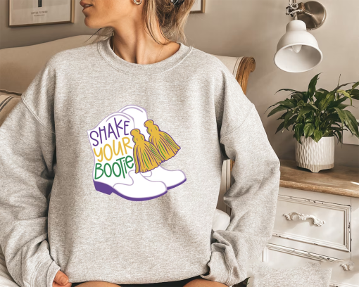 Shake Your Bootie Mardi Gras Sweatshirt, Retro Mardi Gras Booties Shirt, Fat Tuesday Tee, NOLA Sweaters, Festive Marching Parade Sweater