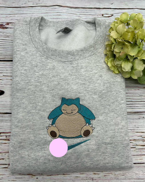 POKEMON SNORLAX Embroidered Hoodie; Pokemon SNORLAX embroidered sweatshirt; Pokemon embroidery; Pokemon Hoodies;Pokemon Snorlax; Anime hoody