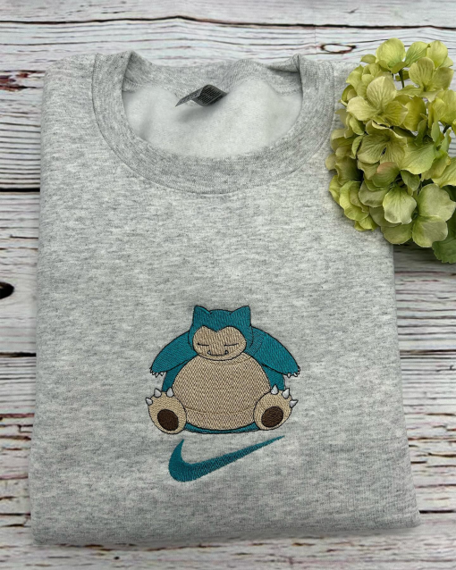 POKEMON SNORLAX Embroidered Hoodie; Pokemon SNORLAX embroidered sweatshirt; Pokemon embroidery; Pokemon Hoodies;Pokemon Snorlax; Anime hoody