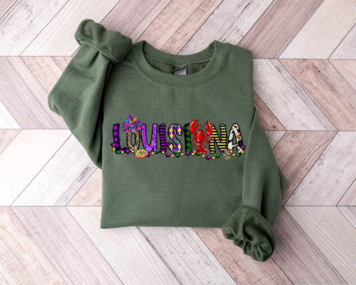 Mardi Gras Sweatshirt, Louisiana Mardi Gras Sweater, Scary Louisiana Crocodile Sweatshirt, Mardi Gras Gift, Louisiana Crewneck Sweatshirt