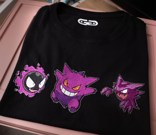 Gengar Embroidered Hoodie, Anime Pokemon Gengar embroidered sweatshirt; Pokemon embroidery, Anime Fan Gift