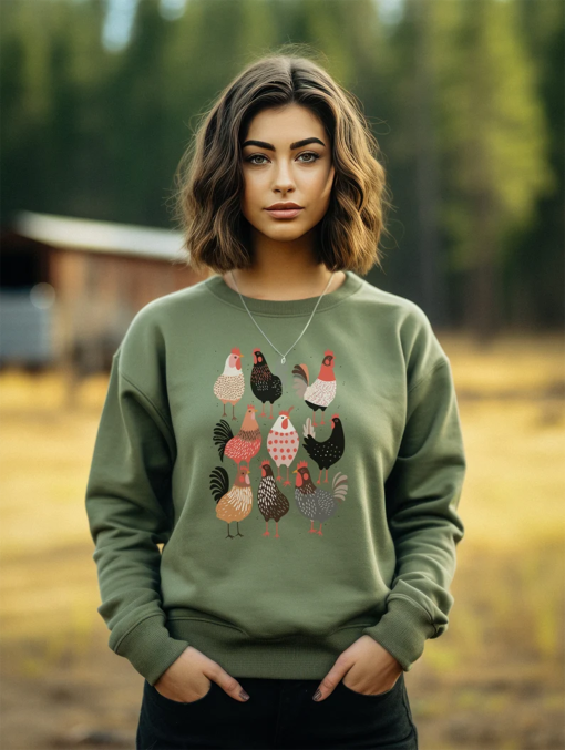 Adorable Chicken Sweatshirt, Farm Life Apparel, Chicken Lover Gift, Cute Christmas Sweater, Cozy Animal Lover Present, Chicken Lady Shirt