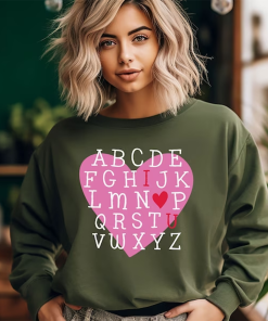 Valentine Alphabet I Love You Sweatshirt, Funny…