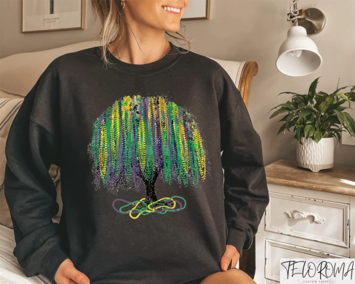 Mardi Gras Bead Tree Sweatshirt, Louisiana Shirt, New Orleans Carnival Tee, Mardi Gras Carnival Outfit, NOLA Shirt, Fat Tuesday Crewneck