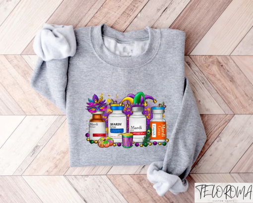 Mardi Gras Nurse Sweatshirt, Mardi Gras Mask Shirt, Nurse Mardi Gras Festival, Fat Tuesday Crewneck, Nurse Tee, Mardi Gras Gift