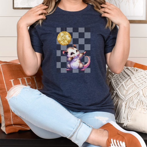 Disco Opossum shirt, opossum shirt, cute opossum shirt, trashcore,, trashcore shirt, funny opossom shirt, graphic shirts, womens shirts.