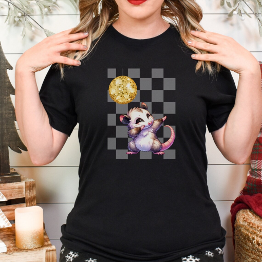 Disco Opossum shirt, opossum shirt, cute opossum shirt, trashcore,, trashcore shirt, funny opossom shirt, graphic shirts, womens shirts.