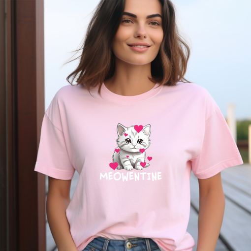 Meowentine T-shirt – Meowentine Shirt for Valentines Day – Valentine Shirt for Cat Mom – Pet Lover Shirt for Valentines Day – Cute Cat Tee