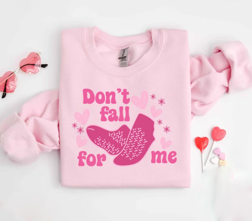 Don’t Fall For Me Shirt, Funny PCT Valentine’s Day Shirt, Valentine’s Day Shirt, CNA Fall Risk Non Slip Socks Valentine Hospital Sweatshirt