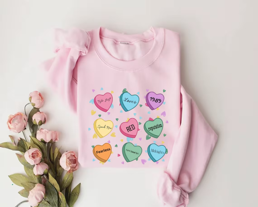 Valentine’s Day Swift Sweatshirt, Lover In My Era Gift-Hoodie, Country Evermore Fearless Candy Heart Tee, VDay Cupid Love Taylor T-Shirt