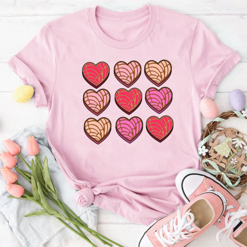 Conchas Pan Dulce Hearts Shirt, Mexican Valentine Shirt, Concha Valentine’s Day Tshirt, Concha Heart Shirt, Valentine’s Day Shirt