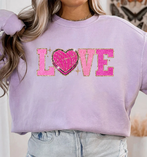 Glitter LOVE Conchas Valentine’s Day shirt S, Chenille Patch shirt, Valentinesshirt, Mexican Valentines