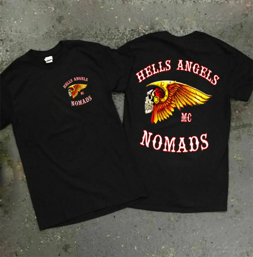 Hells Angels Nomads Double Side Black New Gildan T-Shirt Heavy Cotton