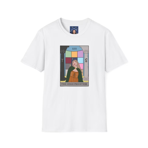 Evermore Taylor Eras Tour Outfit TShirt, Taylor Tarot Card, Witchy Taylor Merch, The High Priestess Art, Unisex Softstyle TShirt