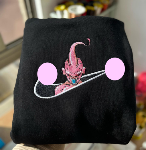 Majin Buu Embroidered Crew Neck with Glow in the Dark Embroidery Effects! Vintage, Anime, Unisex