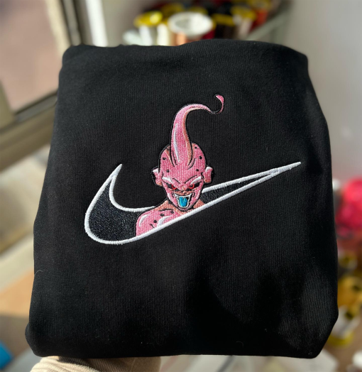 Majin Buu Embroidered Crew Neck with Glow in the Dark Embroidery Effects! Vintage, Anime, Unisex