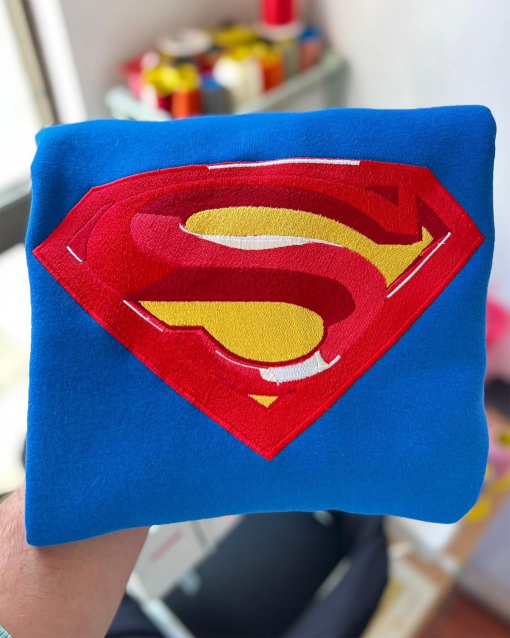 Superman Chest Blue Embroidered Sweatshirt