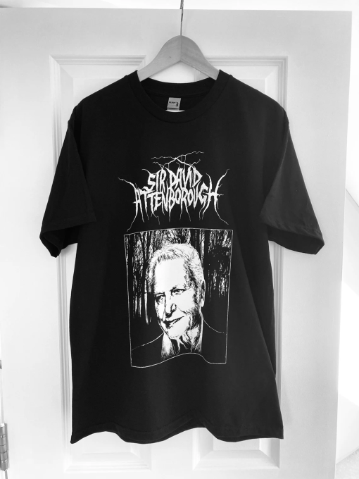 Sir David Attenborough Black Metal band T-shirt