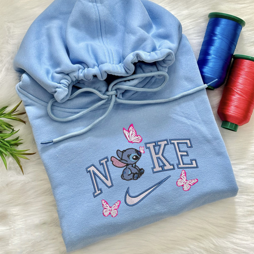 Stitch x Angel Custom Embroidered Sweatshirt, Couple Embroidered Sweatshirt, Anniversary Embroidered Sweatshirt Hoodie, Valentine’s Gift