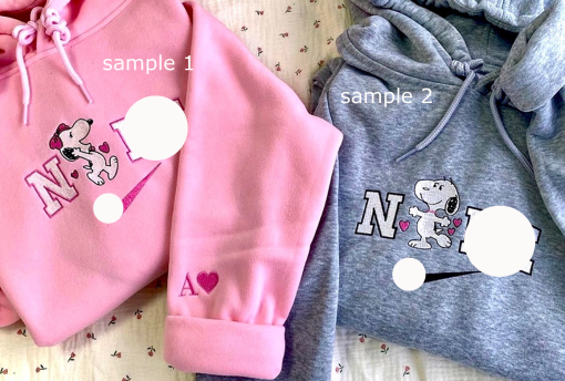 Sn/oo/py Love Embroidered Sweatshirt, Valentine’s Day Hoodie, Couple Sweatshirt, Valentine’s Day Embroidery, Sn.oopy Sweatshirt