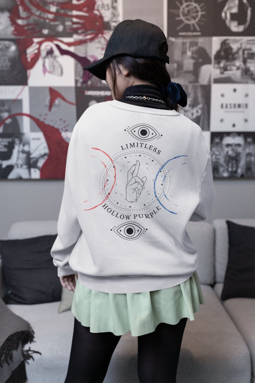 Unisex Anime Sweatshirt, Gojo Inspired, Aesthetic, Minimalist Gothic Limitless Crewneck, tee-shirt, Pullover, Subtle Japanese Anime Crewneck