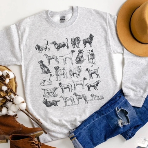 Dog Crewneck Sand Vintage Dog Sweatshirt Dog Themed Gifts Dog Mom Sweatshirt Cottagecore Dog Breed Sweatshirt Gifts for Dog Lovers Dog Dad