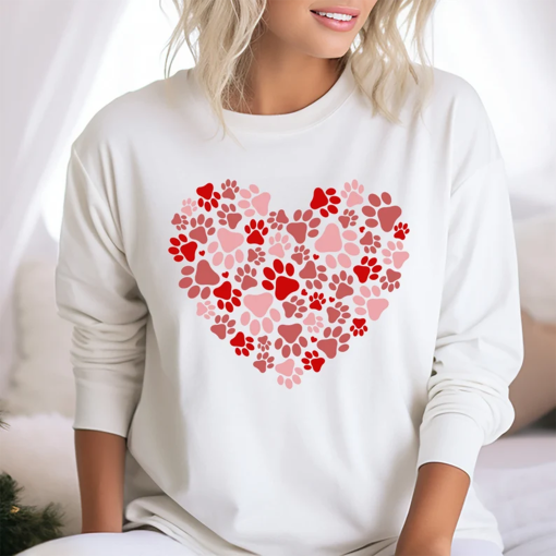 Paw Heart Sweatshirt, Retro Paw Sweatshirt, Pet Lover Sweatshirt, Vintage Paw Heart Sweatshirt, Animal Lover Sweatshirt, Dog Lover Sweat