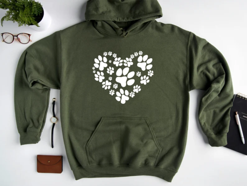 Dog Lover Sweatshirt , Dog Heart Hoodie ,Paw Heart Hoodie , Paw Love Hoodie, Paw Love Hoodie ,Paw Print Heart Hoodie, Paw Print Hoodie