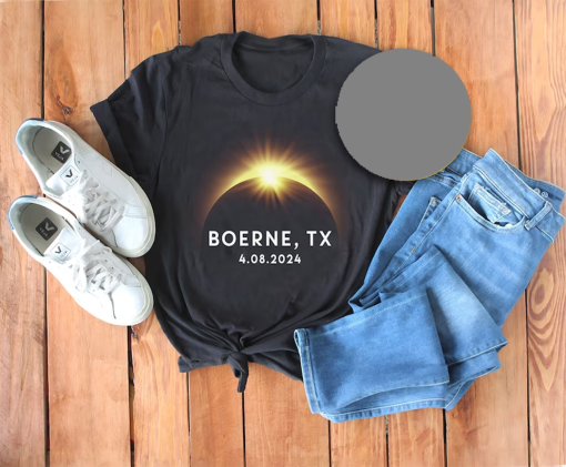 USA City State Total Solar Eclipse Shirt, 8th April 2024, Path of Totality, Eclipse Viewing Party, Astronomy Gift, Personalized Eclipse