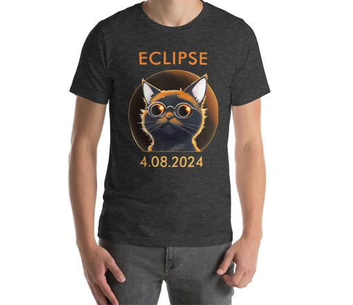 Funny Solar Eclipse Cat, 2024 Total Solar Eclipse Shirt, Solar System Shirt, Total Solar Eclipse Shirt, April 8 2024 Souvenir, Totality