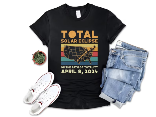 Total Solar Eclipse Shirt, April 8 2024 Tee, USA Map Path of Totality, Spring Astronomy Eclipse Souvenir Gift, America Totality