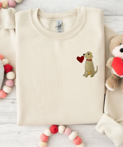 Dog Love Embroidered Sweatshirt, Valentine’s Day Dog…