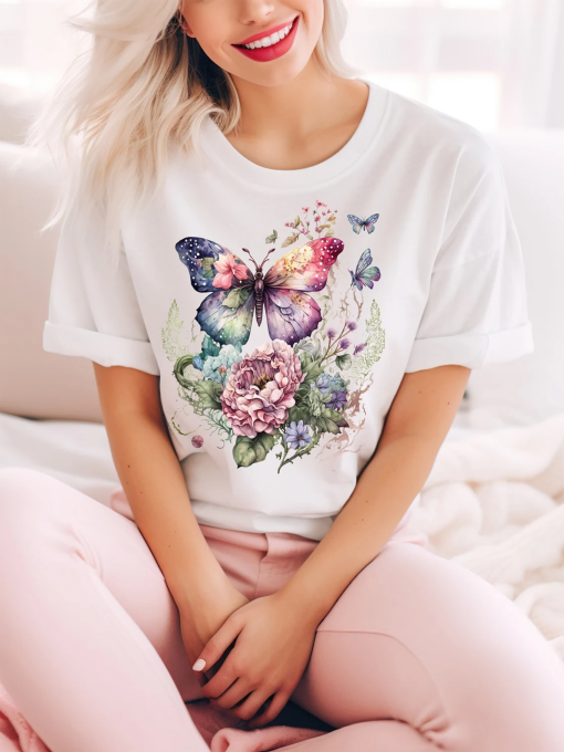 sVintage Butterfly Shirt, Nature Tshirt, Nature Lover T-Shirt, Aesthetic Butterfly, Gift For Her, Plus Size TShirts, Boho TShirt