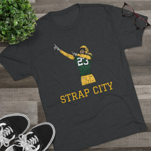 Green Bay Packers – Jaire Alexander – Strap City Saying Tee – Premium Quality, Unbeatable Comfort, and Casual Elegance for True Fans!