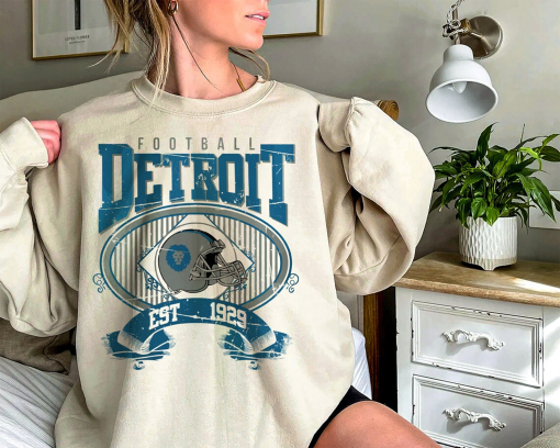 Vintage Detroit Football Sweatshirt/ Detroit Football Crewneck/ Detroit Lions Football Shirt/ Detroit Football Hoodie Fan/ Lions Football